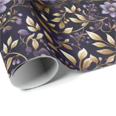 Elegant goudfolie op Paarse: vakantiepapier Cadeaupapier (Rol Hoek)