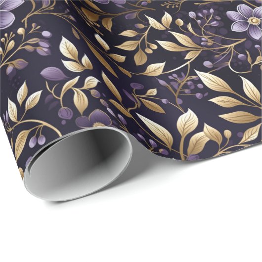 Elegant goudfolie op Paarse: vakantiepapier Cadeaupapier (Rol Hoek)