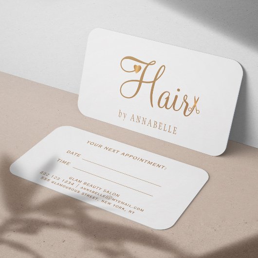 Elegant goudglanskapsalon afsprakenkaartje
