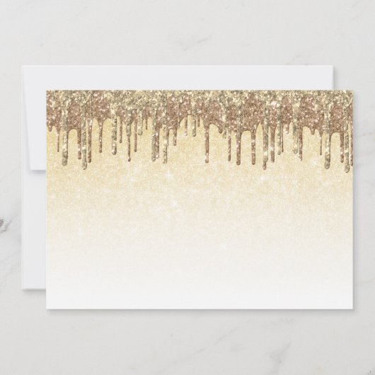 Elegant goudglitter druppelt zestien zoete kaart (Achterkant)