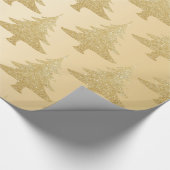 Elegant goudglitter kerstboompatroon cadeaupapier (Hoek)