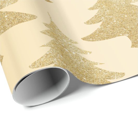 Elegant goudglitter kerstboompatroon cadeaupapier (Rol Hoek)