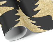 elegant goudglitter-kerstboompatroon zwart cadeaupapier (Rol Hoek)
