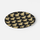 elegant goudglitter-kerstboompatroon zwart papieren bordje (Gekanteld)