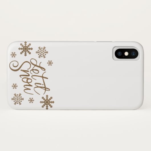 Elegant goudglitter laat het sneeuwtekstsneeuwvlok Case-Mate iPhone case (Achterkant (horizontaal))