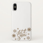 Elegant goudglitter laat het sneeuwtekstsneeuwvlok Case-Mate iPhone case (Achterkant)