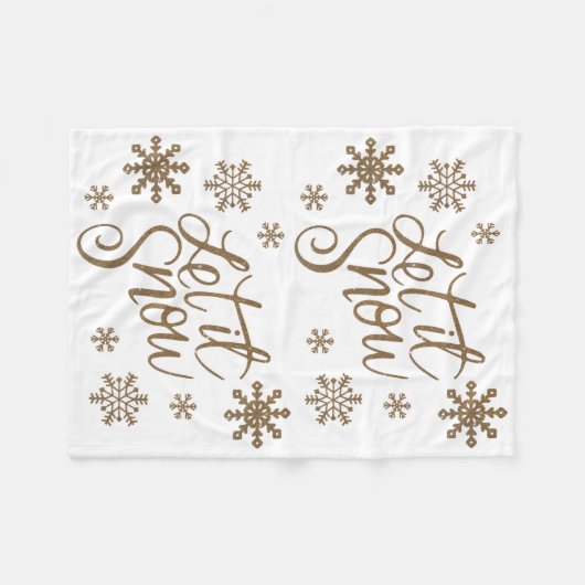 Elegant goudglitter laat het sneeuwtekstsneeuwvlok fleece deken (Voorkant (Horizontaal))