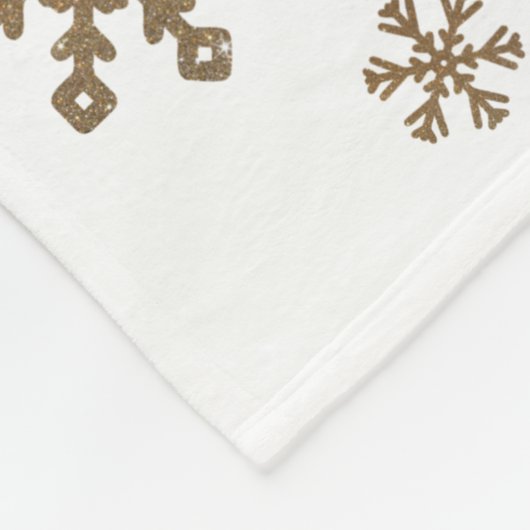 Elegant goudglitter laat het sneeuwtekstsneeuwvlok fleece deken (Hoek)