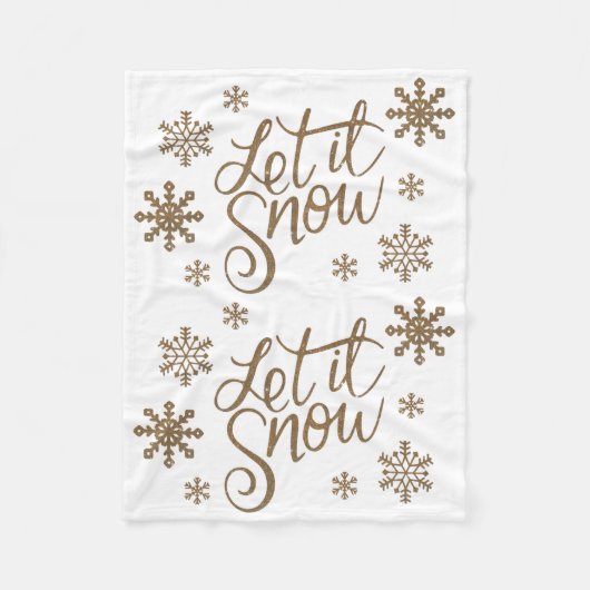 Elegant goudglitter laat het sneeuwtekstsneeuwvlok fleece deken (Voorkant)