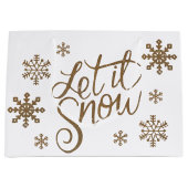 Elegant goudglitter laat het sneeuwtekstsneeuwvlok groot cadeauzakje (Voorkant)