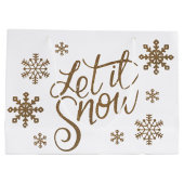 Elegant goudglitter laat het sneeuwtekstsneeuwvlok groot cadeauzakje (Achterkant)