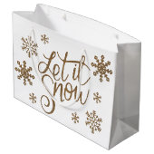 Elegant goudglitter laat het sneeuwtekstsneeuwvlok groot cadeauzakje (Achterkant Gekanteld)