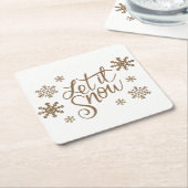 Elegant goudglitter laat het sneeuwtekstsneeuwvlok kartonnen onderzetters (Schuin)