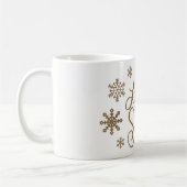 Elegant goudglitter laat het sneeuwtekstsneeuwvlok koffiemok (Links)