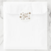 Elegant goudglitter laat het sneeuwtekstsneeuwvlok ronde sticker (Tas)
