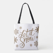 Elegant goudglitter laat het sneeuwtekstsneeuwvlok tote bag (Achterkant)