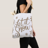 Elegant goudglitter laat het sneeuwtekstsneeuwvlok tote bag (Dichtbij)