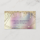 Elegant goudglitter lijst metalen nagels visitekaartje (Achterkant)