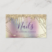 Elegant goudglitter lijst metalen nagels visitekaartje (Voorkant)