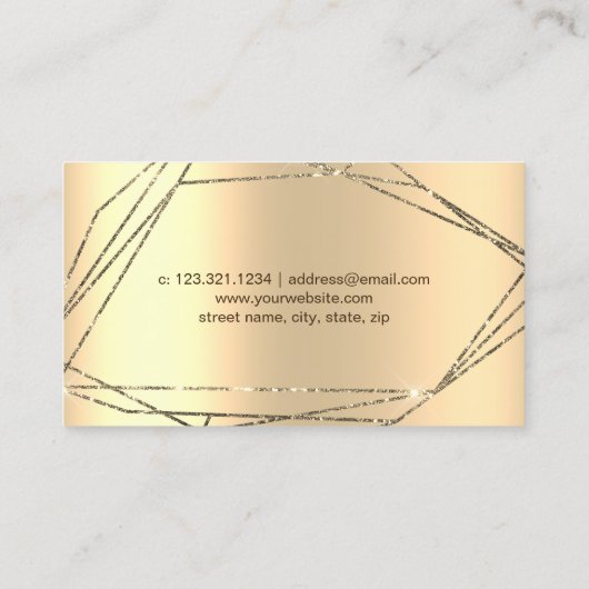 Elegant goudglitter lijsten nagels visitekaartje (Achterkant)