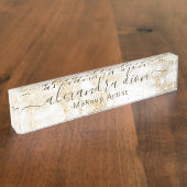 Elegant goudglitter make-up kunstenaar  naambordje (Zijkant)