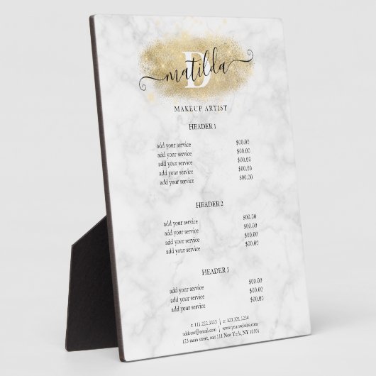 Elegant goudglitter marmer make-up artiest fotoplaat (Zijkant)