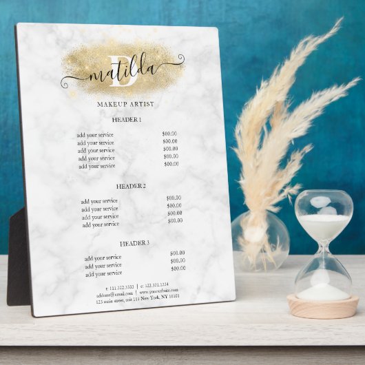 Elegant goudglitter marmer make-up artiest fotoplaat (Zijkant)