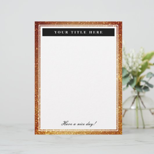 Elegant goudglitter print papier voor kantoorbenod (Staand voorkant)