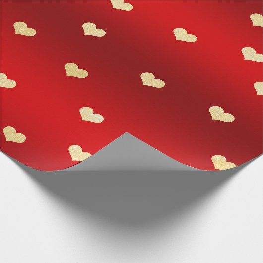 Elegant goudglitter Valentijnsdag hartpatroon Cadeaupapier (Hoek)