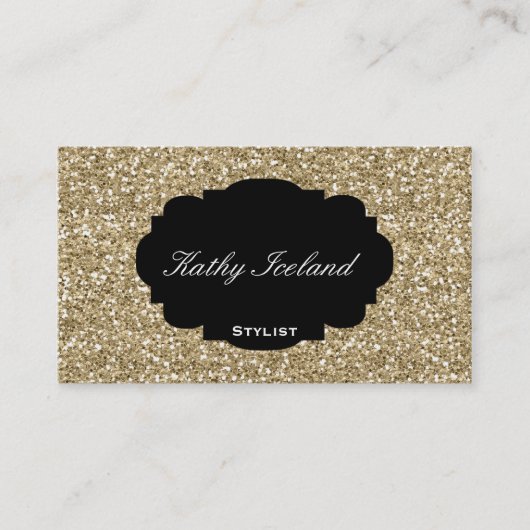 Elegant goudglitter visitekaartje (Voorkant)