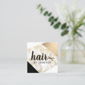 Elegant goudglitterschaar vierkante visitekaartje (Staand voorkant)