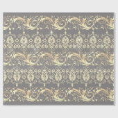 Elegant  goudgrijs demaspatroon cadeaupapier (Vlak)