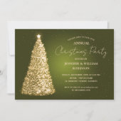 Elegant goudgroen kerstboom Sparkle Holiday Party Kaart (Voorkant)