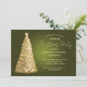Elegant goudgroen kerstboom Sparkle Holiday Party Kaart (Staand voorkant)