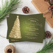 Elegant goudgroen kerstboom Sparkle Holiday Party Kaart