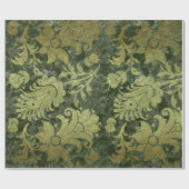 Elegant goudgroen royal damask floral cadeaupapier (Vlak)