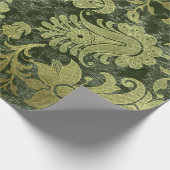 Elegant goudgroen royal damask floral cadeaupapier (Hoek)