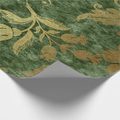 Elegant goudgroen royal damask floral cadeaupapier (Hoek)