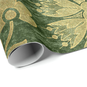 Elegant goudgroen royal damask floral cadeaupapier