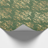 Elegant goudgroen royal damask floral cadeaupapier (Hoek)