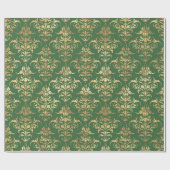 Elegant goudgroen royal damask floral cadeaupapier (Vlak)