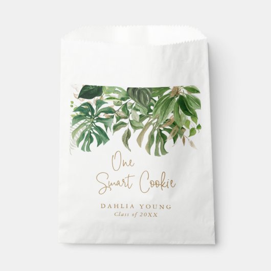 Elegant goudgroen Tropisch modern Afstuderen Bedankzakje (Voorkant)