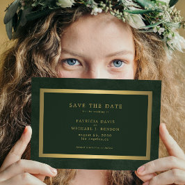 Elegant goudgroene eenvoudige typografie bruiloft save the date