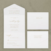 Elegant goudkalligrafie bruiloft all in one uitnodiging