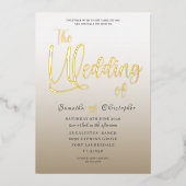 Elegant goudkalligrafie Het huwelijk van Folie Uitnodiging (Voorkant)