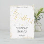 Elegant goudkalligrafie Het huwelijk van Folie Uitnodiging (Staand Voorkant)