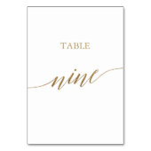 Elegant goudkalligrafie Tabel negen-tabelnummer Kaart (Voorkant)