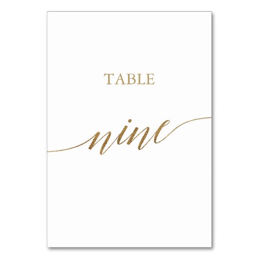 Elegant goudkalligrafie Tabel negen-tabelnummer Kaart (Voorkant)