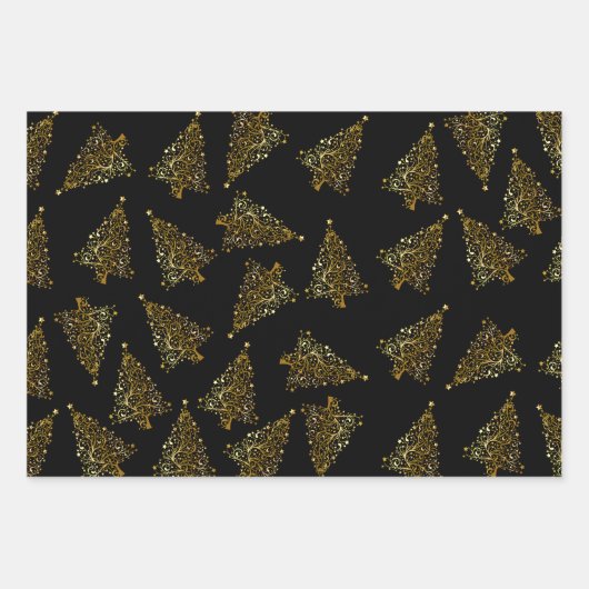 Elegant goudkerstboompatroon inpakpapier vel (Voorkant)