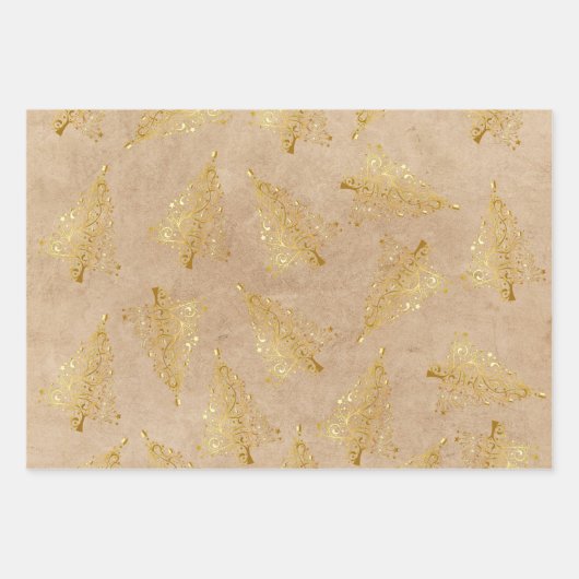 Elegant goudkerstpatroon inpakpapier vel (Voorkant)